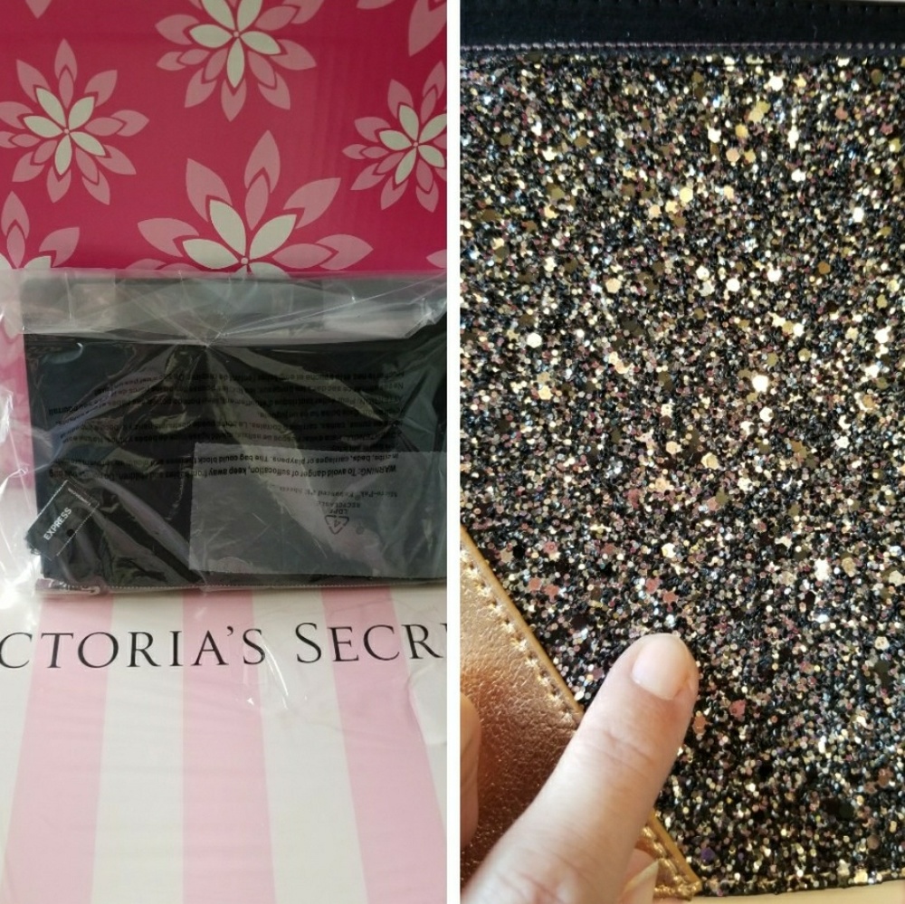 Nwt Rose Gold & Black Large Clutch Express $74 - Picture 8 of 8